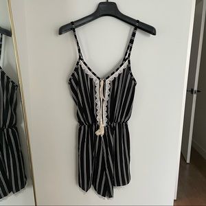 Black/White Striped Romper